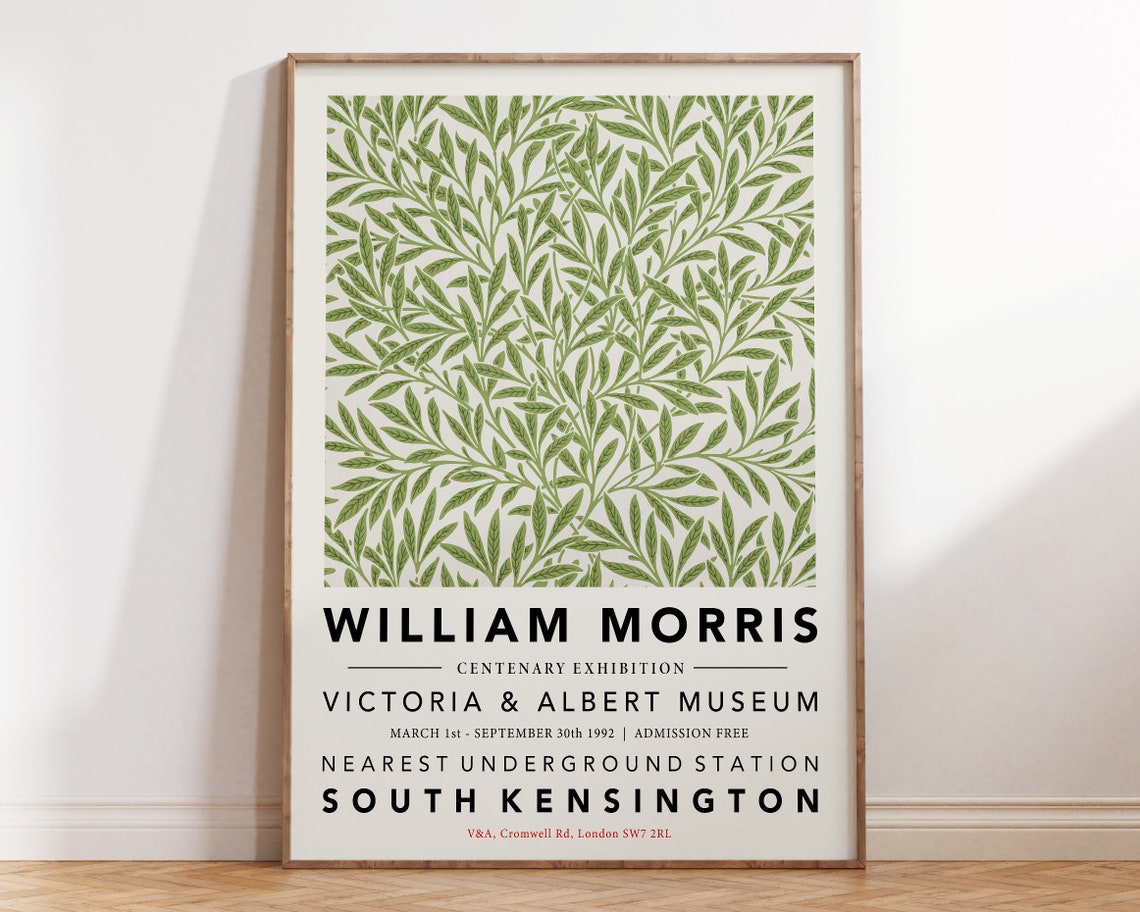 William Morris Centenary Exhibition Green Botanical Art Poster