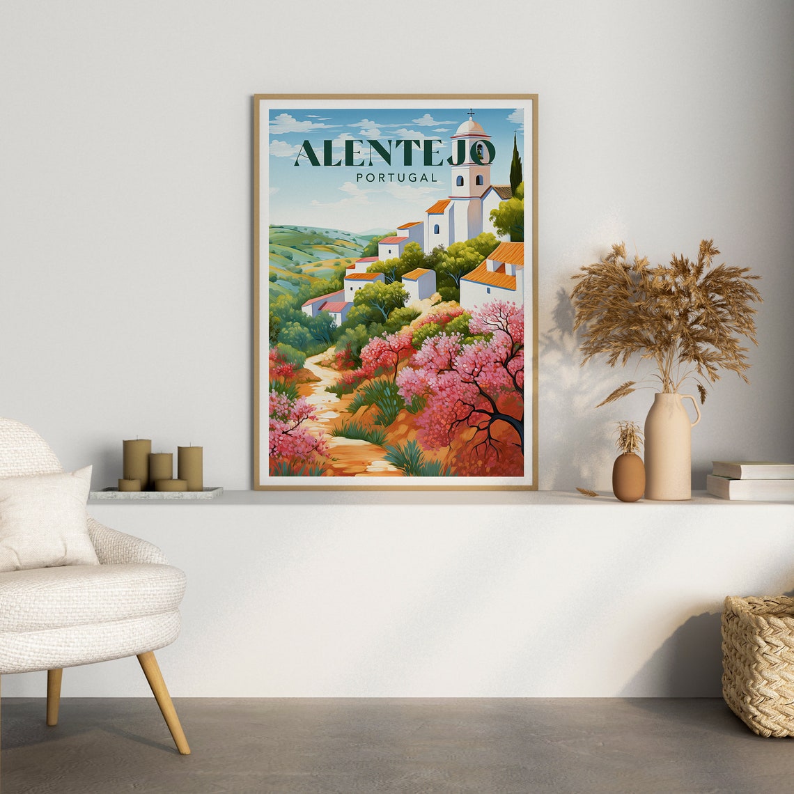 Alentejo Portugal Art Print Poster Travel Poster Portugal Art Print Alentejo Landscape Print Colourful Travel Poster Gallery - Image 3