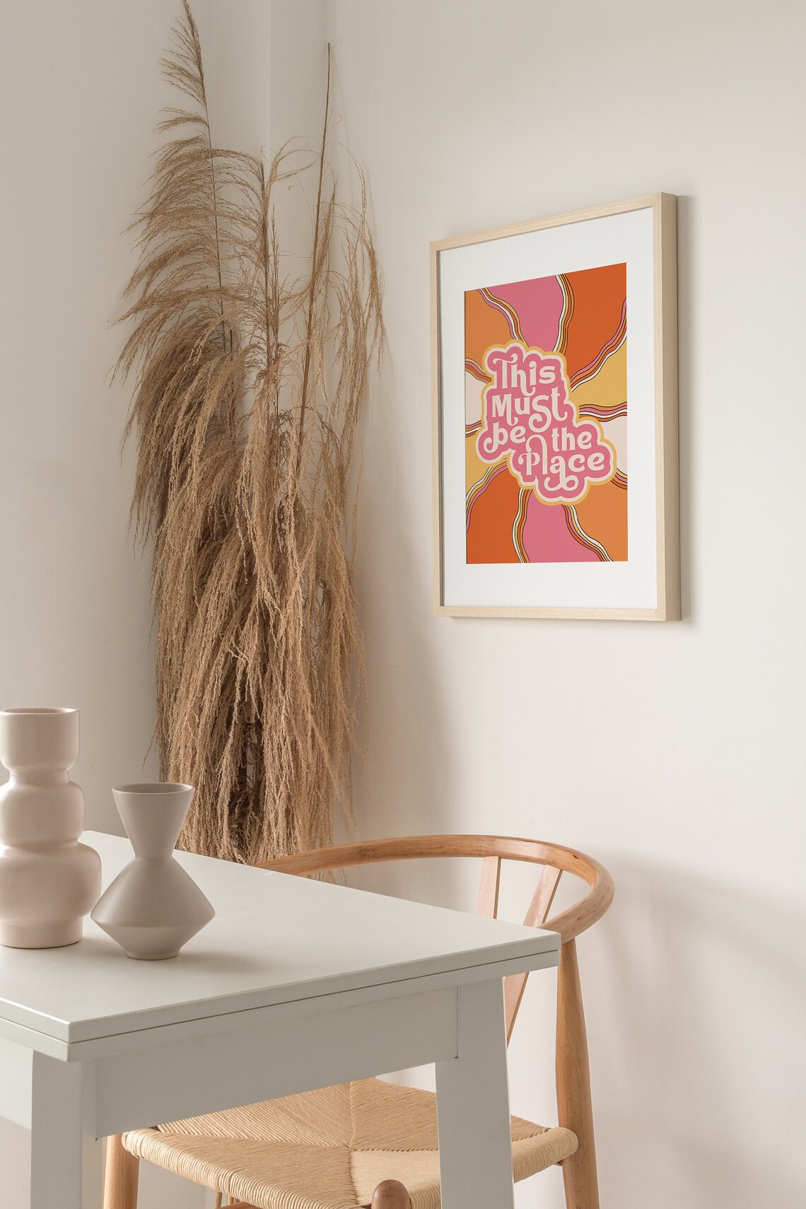 This Must Be The Place Groovy Pink Swirl Quote Poster Bedroom Decor - Image 2