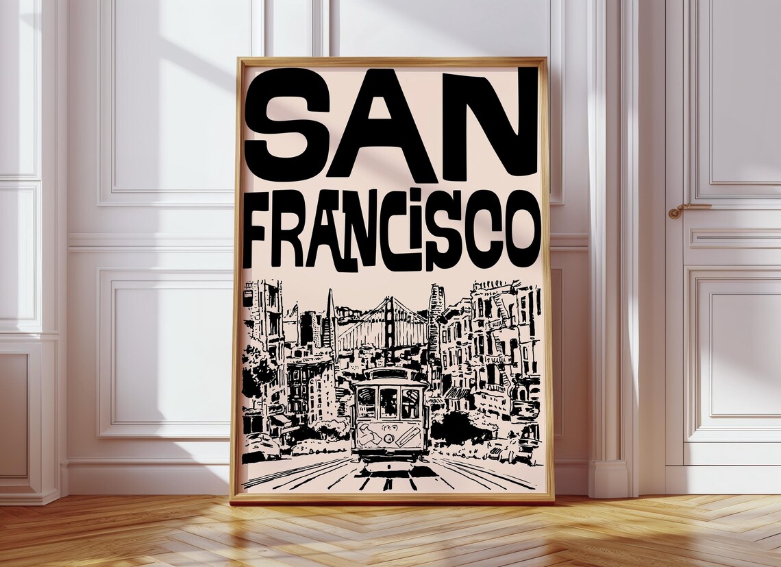 San Francisco Retro Travel Poster, Mid-Century California