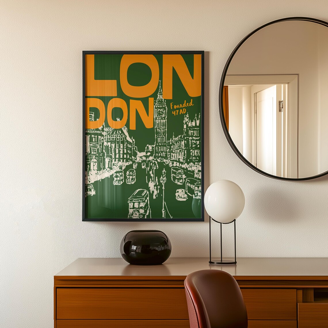 London Retro Travel Poster, Mid-Century Print - Image 2