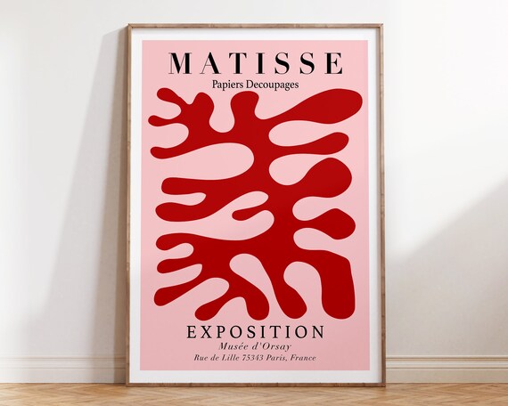 Matisse Papiers Decoupages Red Cut Out Leaf Pink Exhibition Poster