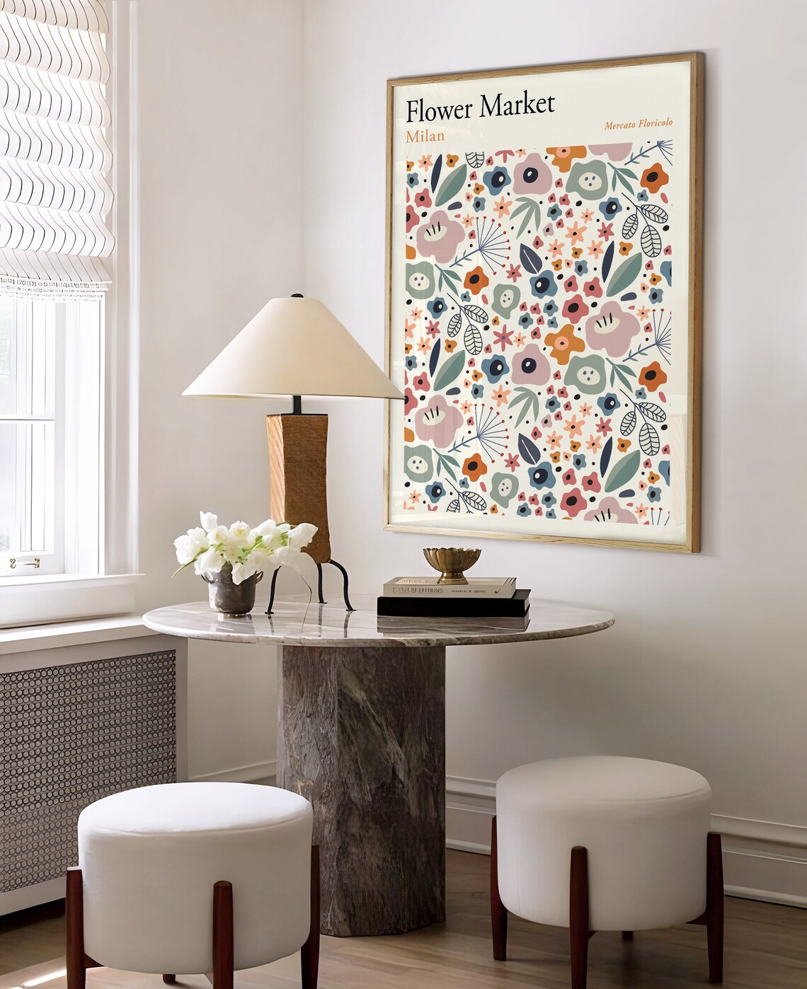 Milan Mercato Floricolo Pastel Botanical Flower Market Art Poster - Image 2
