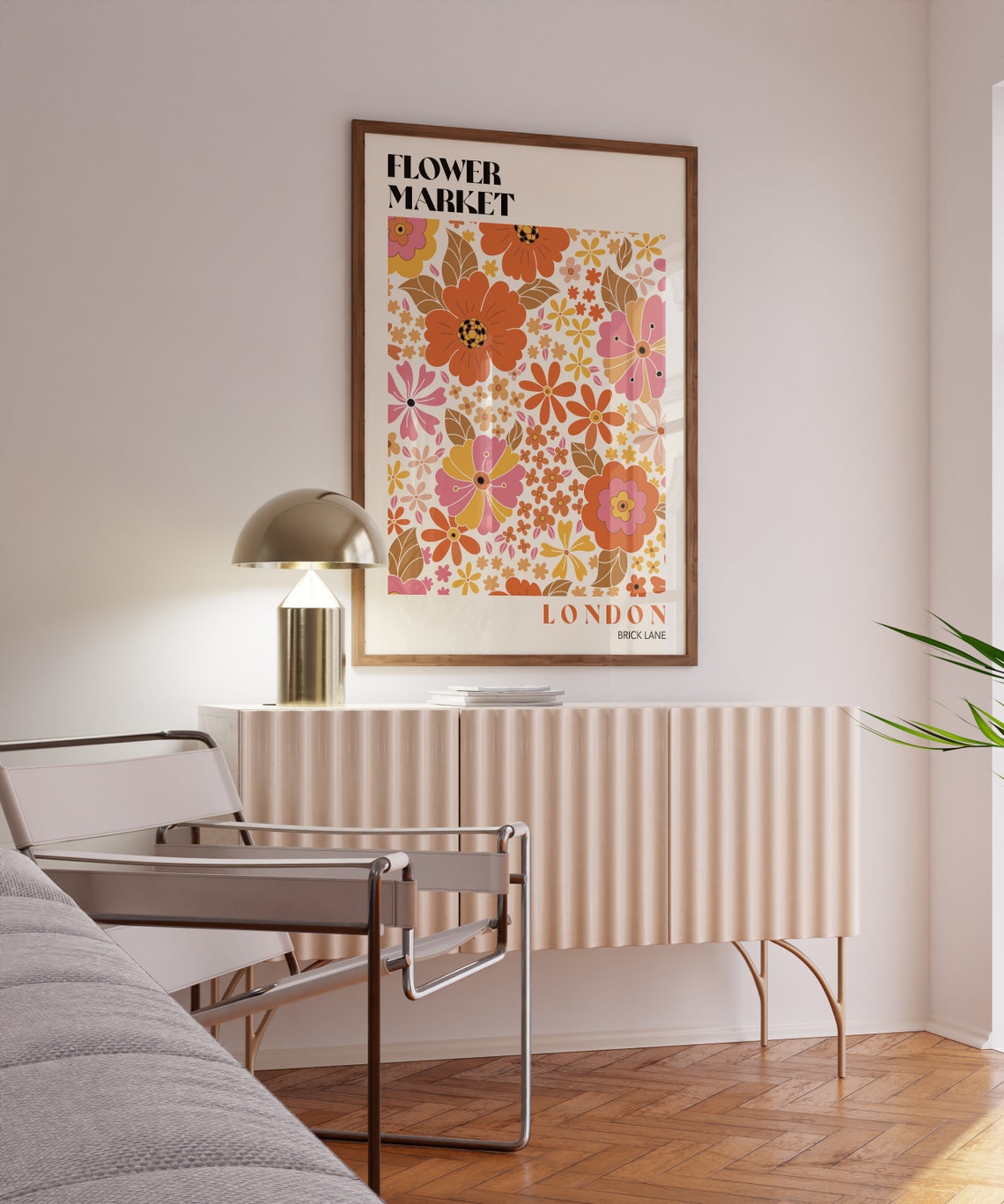 Flower Market Art Print Flower Market Poster Flower Market Wall Art Retro 70s Flower Market Flower Market Print Retro Flowers F116 - Image 2