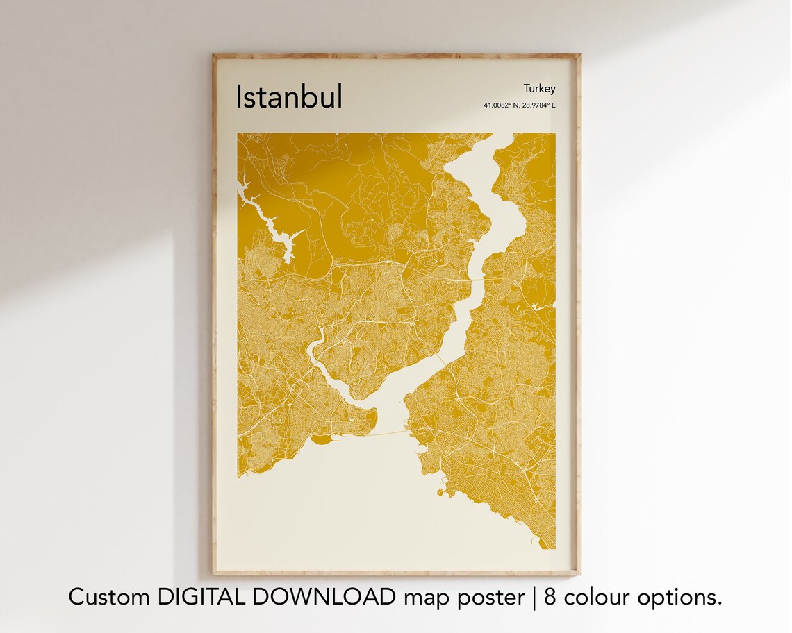 Custom City Map Poster, Modern Travel Map Print