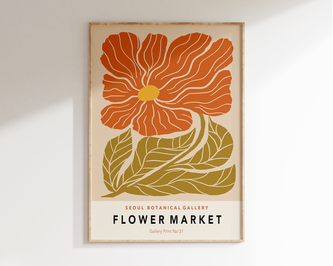 Seoul Flower Market Retro 70s Boho Art Print