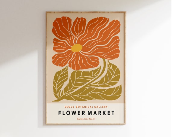 Seoul Flower Market Retro 70s Boho Art Print