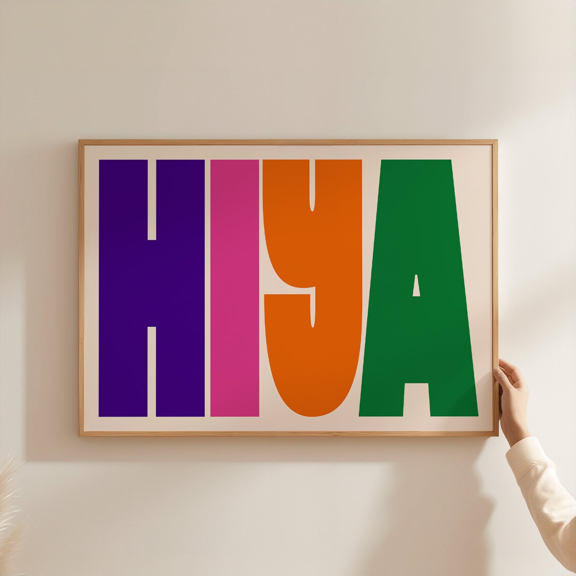 Hiya Pink and Green Bold Modern Greeting Pop Art Typography Poster - Image 2