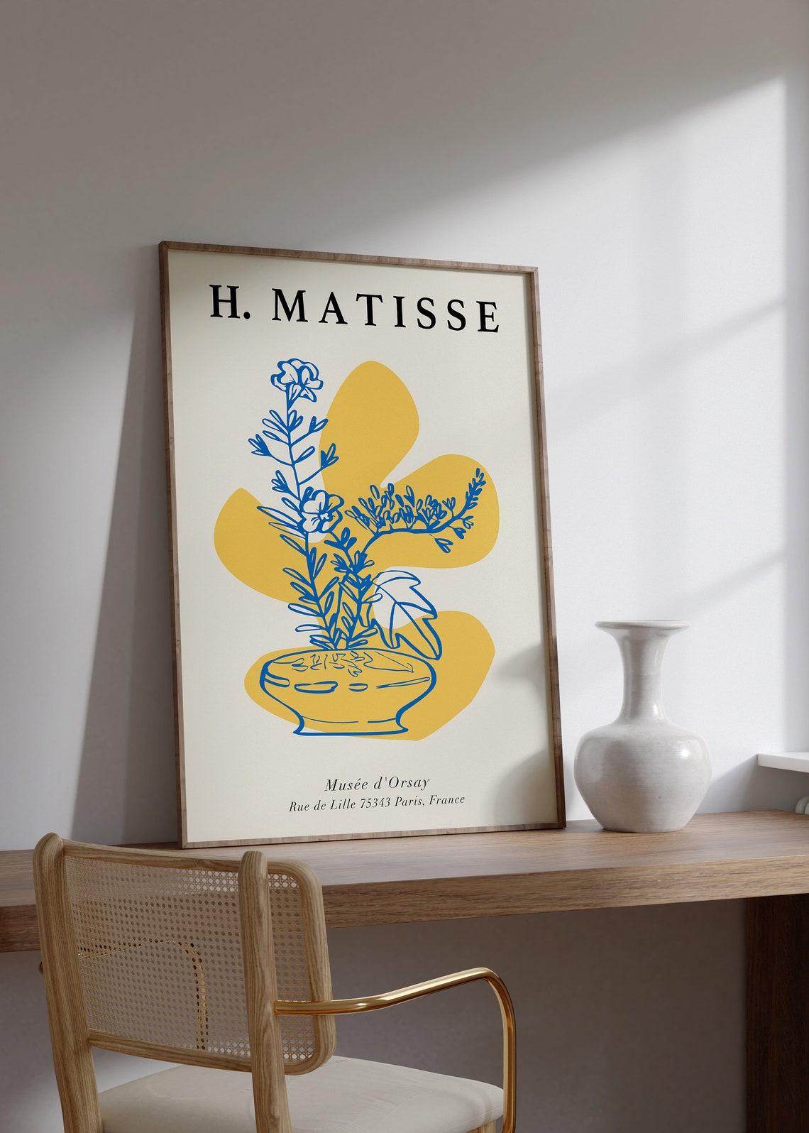 Henri Matisse Blue Flower Still Life Yellow Abstract Art Poster - Image 2