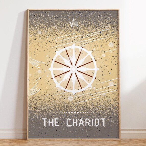 The Chariot Tarot Card Astrology Poster Grimoire Zodiac Print Pagan Decor Celestial Arcane Indie Room Spiritual Preppy Wall Art Gift
