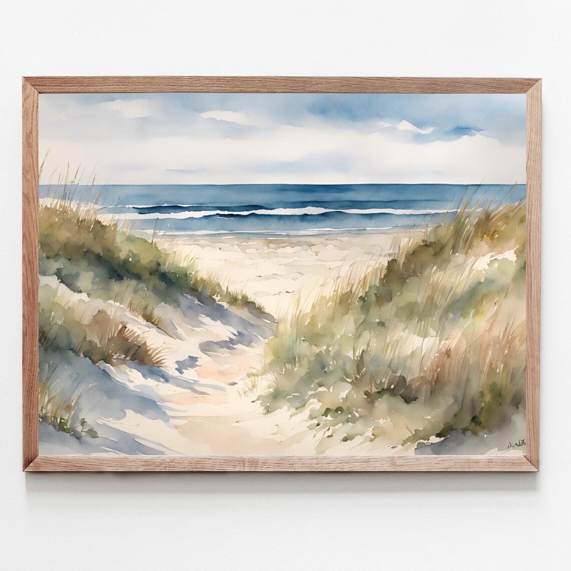 Ocean Painting Coast Art Print, Minimalist Seaside Landscape