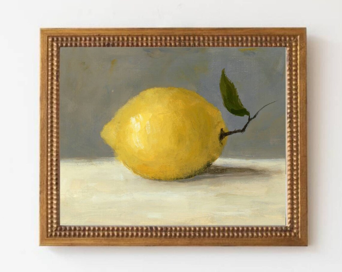Lemon Still Life, Minimalist Kitchen Art Print