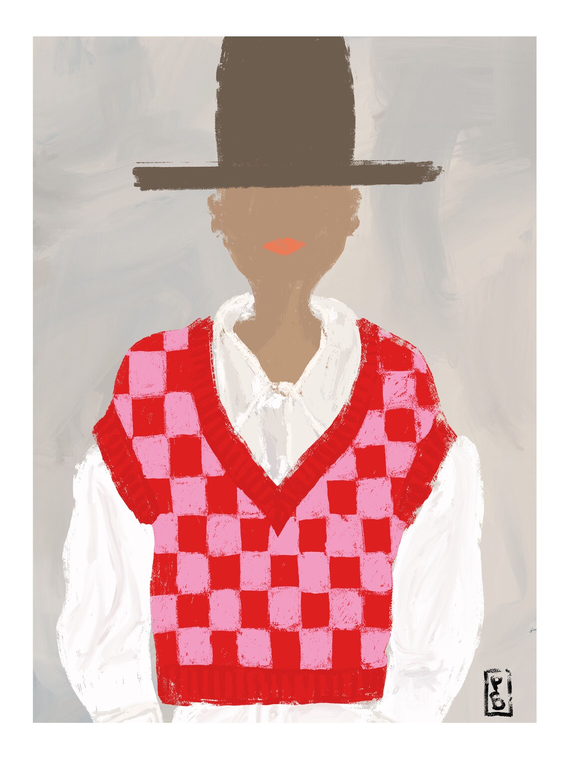 Big Hat No. 03 Art Print, Portrait Abstract Figure - Image 2