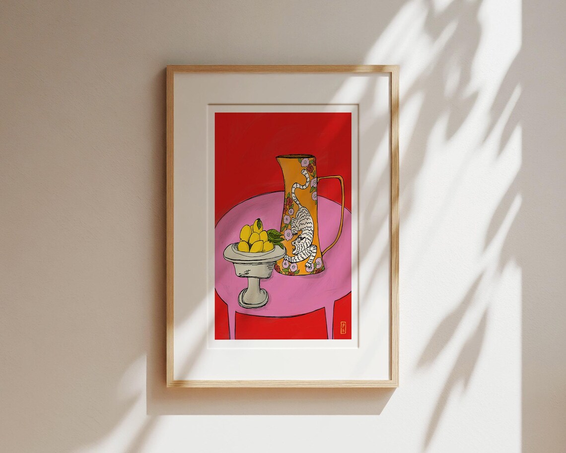 Tiger Pitcher Line Art Kitchen Wall Art Print - Image 3