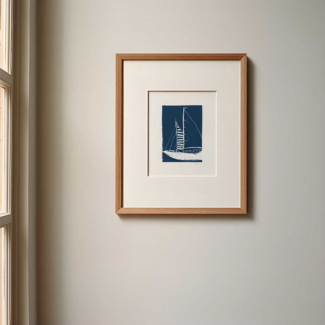 Sailboat Blue Print Small Gicle Fine Art Print Illustration Art Minimalist Art Wall Art Drawing Wall Decor Nautical Art Sailing - Image 3