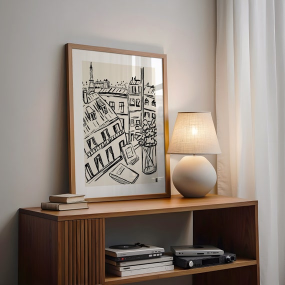 Paris Minimalist Travel Poster, French Wall Art