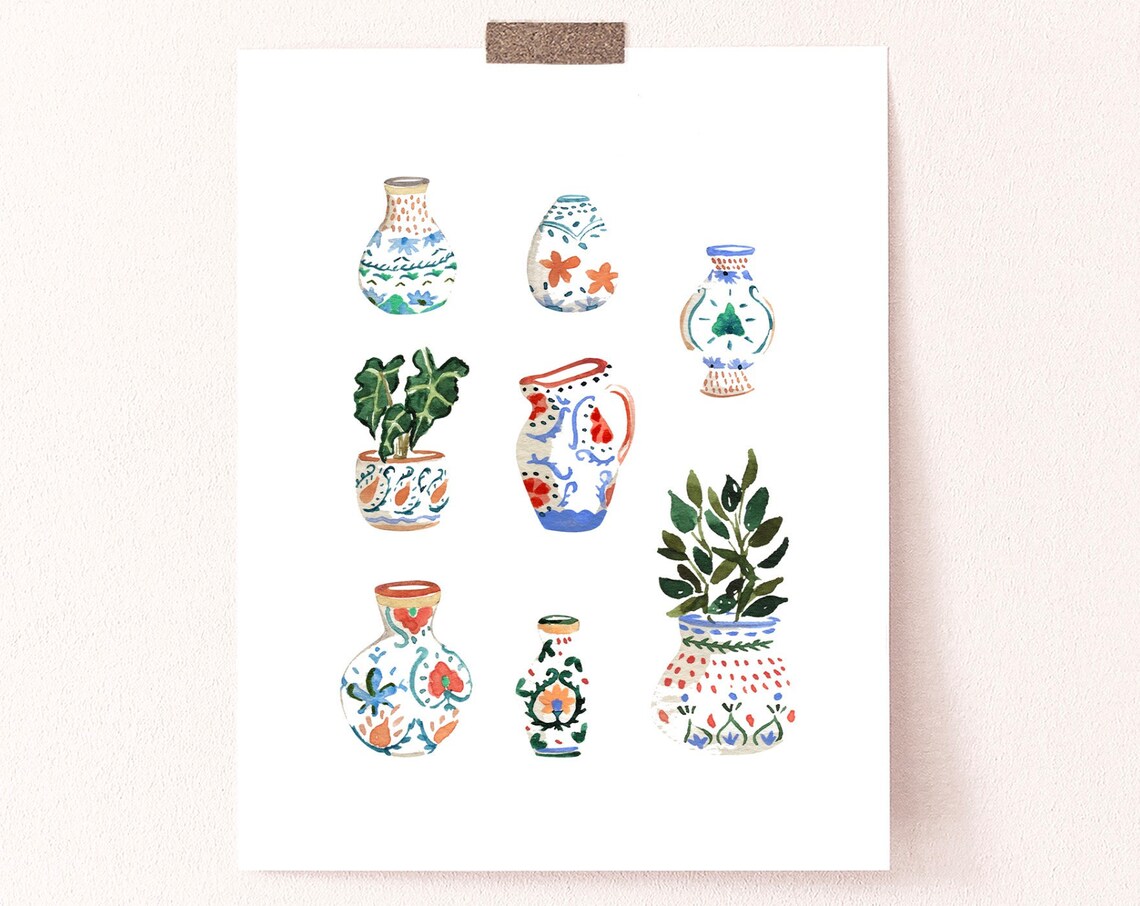 Little Pots Tropical Moroccan Vases Art Print