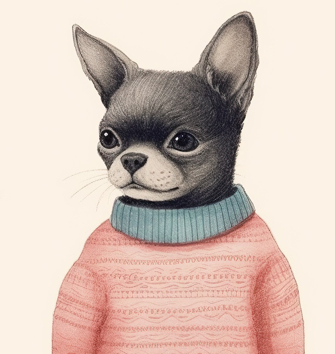 Chihuahua Puppy Wearing Pink Sweater Cute Funny Dog Lover Poster - Image 3