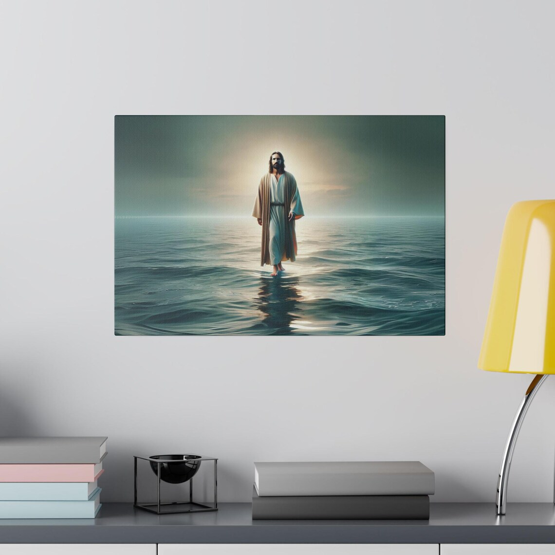 Jesus Walking On Water Sunrise Ocean Christian Faith Wall Poster - Image 4