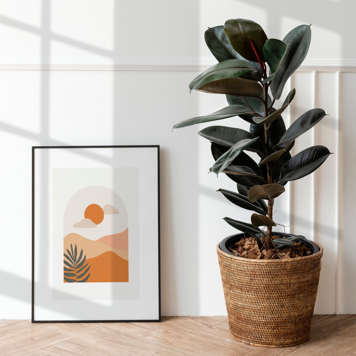 Terracotta Desert Dunes Sunset Arch Palm Minimalist Boho Decor Poster