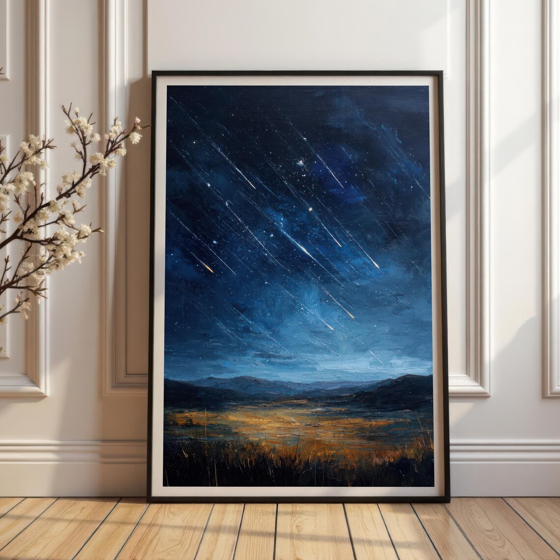 Midnight Meteor Shower Starry Night Sky Over Prairie Wall Art