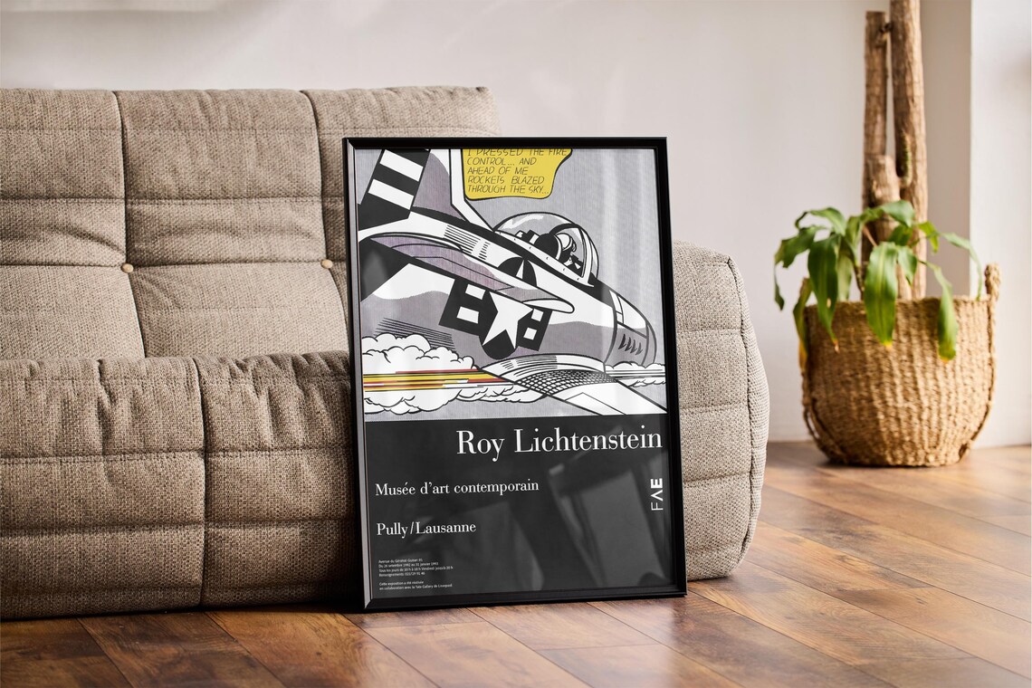 Roy Lichtenstein Fighter Jet Pop Art Exhibition Poster Lausanne 1992 - Image 2