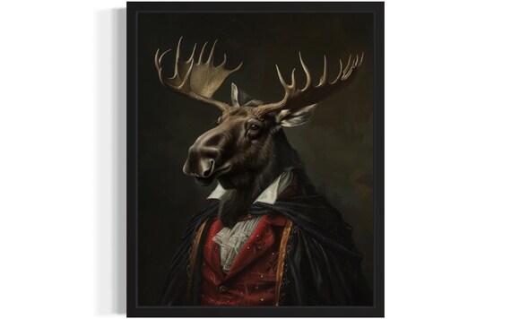 Majestic Moose With Antlers Vampire Aristocrat Portrait Poster