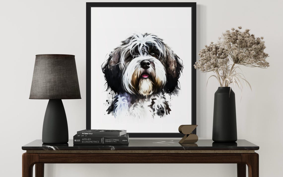 Tibetan Terrier Watercolor Portrait Fluffy Breed Pup Art Poster - Image 3