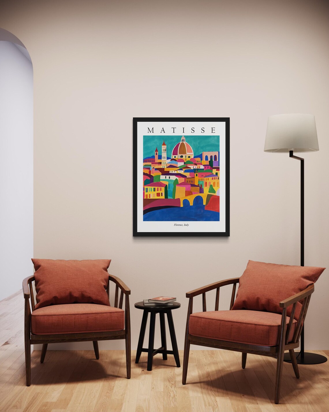 Florence Italy Duomo Skyline in Colorful Matisse Style Art Poster - Image 2