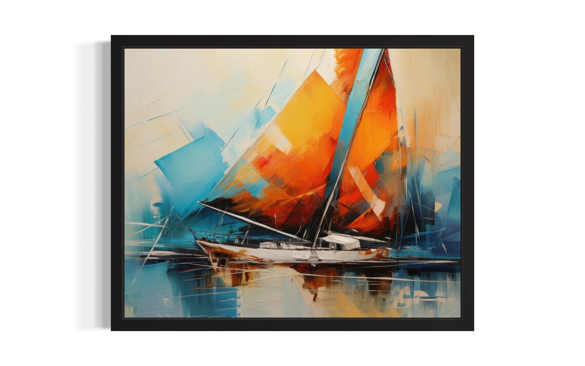 Abstract Sailboat, Original Paint Artwork