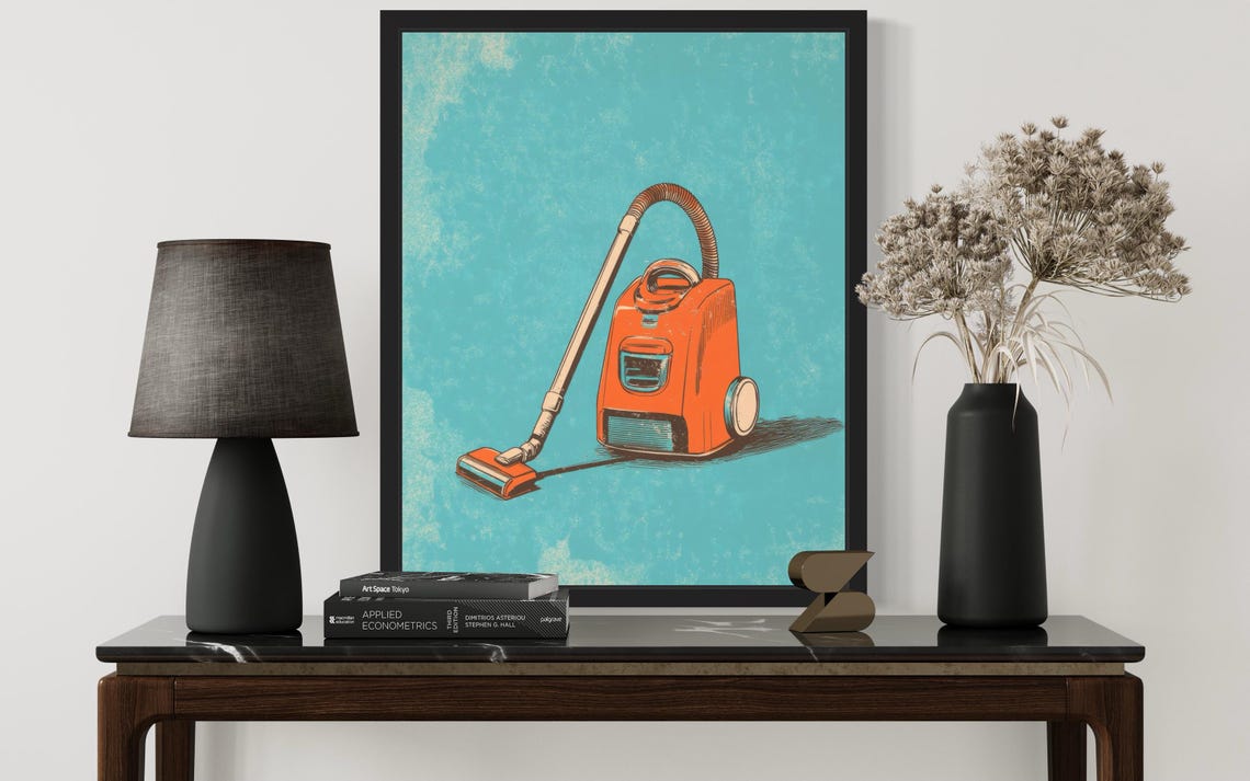 Orange Vintage Vacuum Cleaner Retro Pop Art Poster Home Decor Gift - Image 2