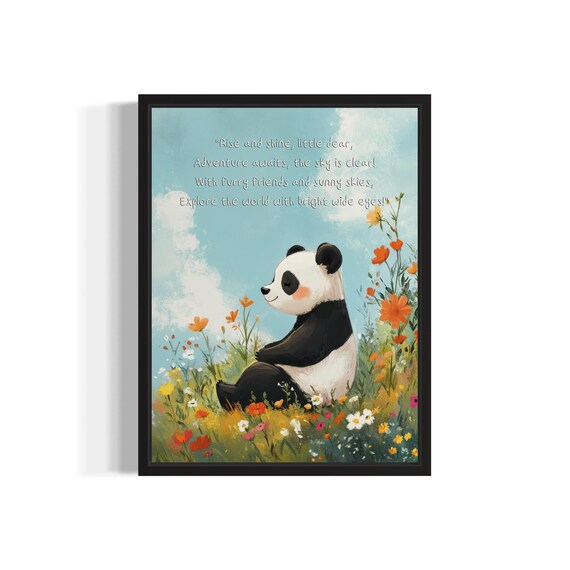 Peaceful Baby Panda with Gentle Adventure Poem Nursery Wall Poster