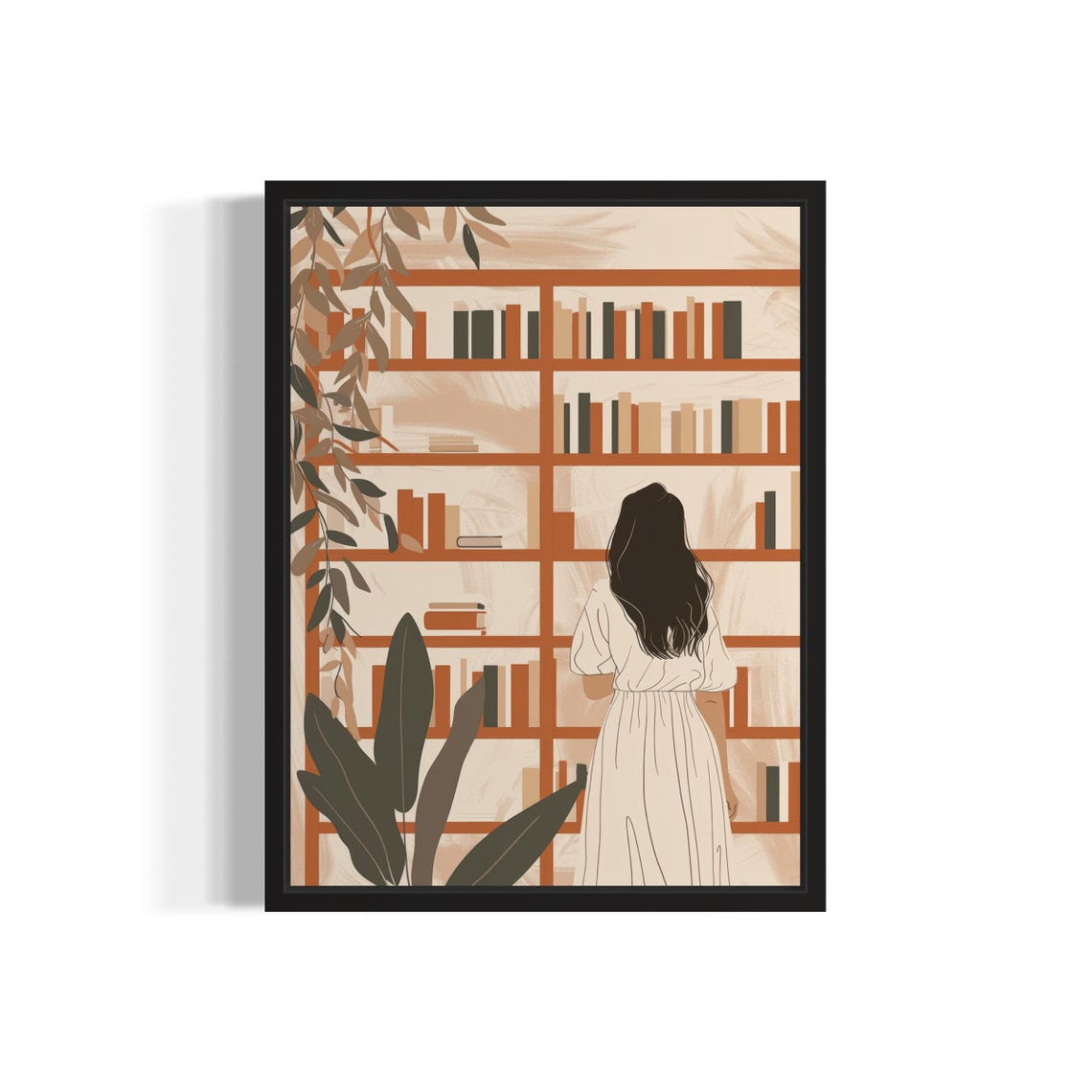 Bookshelf Female Boho Art Print