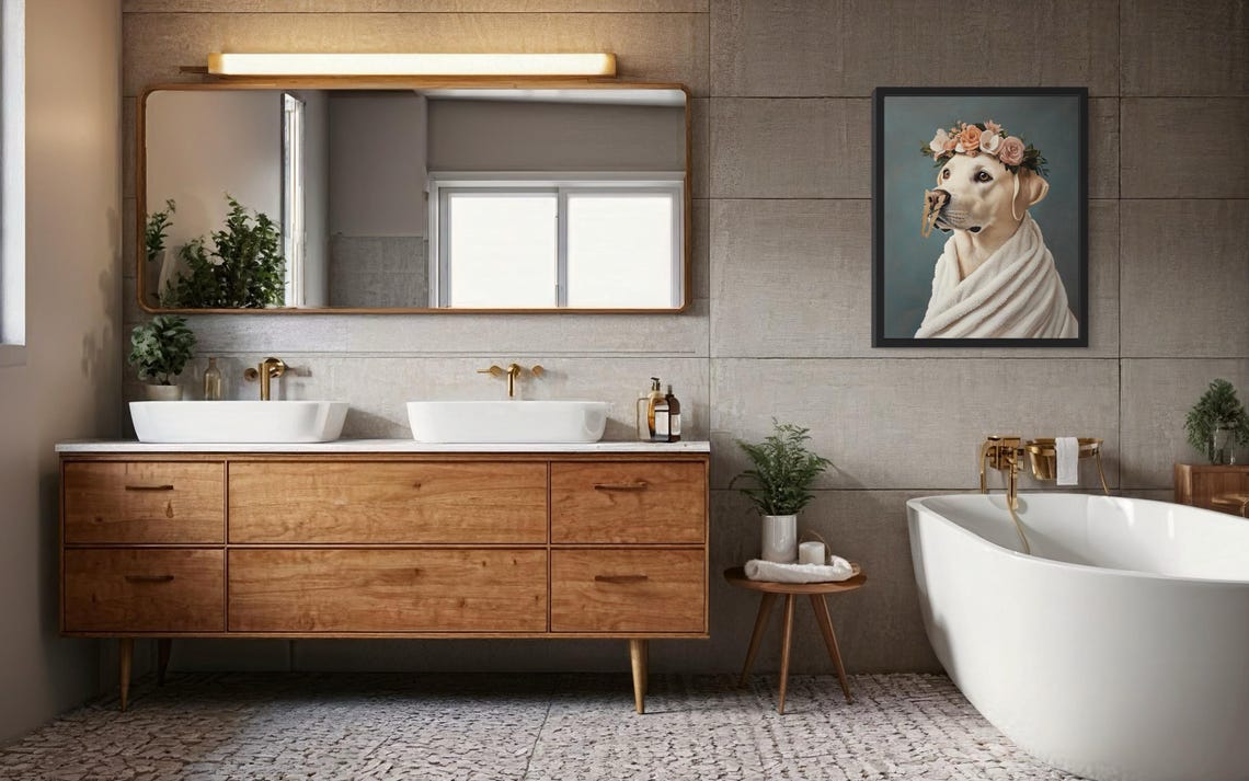 Labrador Retriever Flower Crown Clothespin Funny Bathroom Poster - Image 4