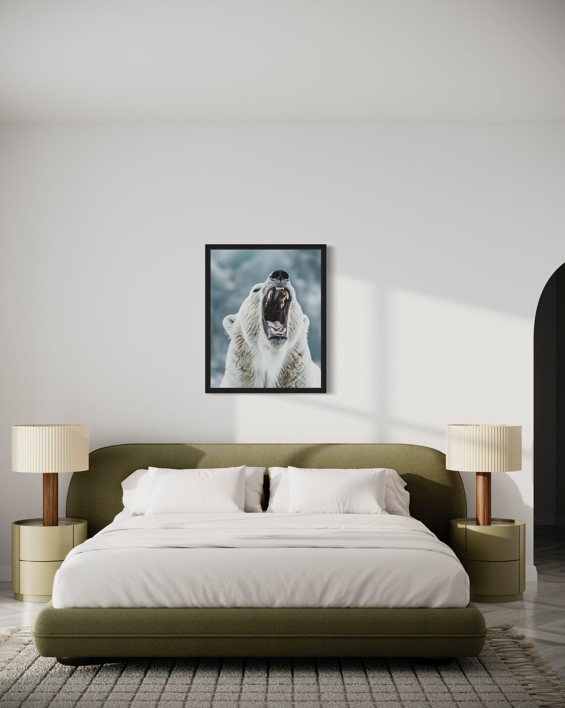 Polar Bear Yawning Wide with Open Mouth Wildlife Photo Poster - Image 3