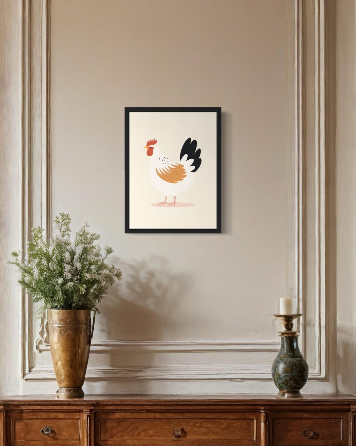 Minimalist Terracotta Rooster Illustration Farmhouse Kitchen Poster - Image 2
