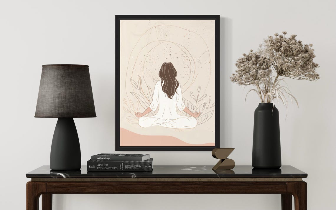 Female Meditating Boho Art Print - Image 3
