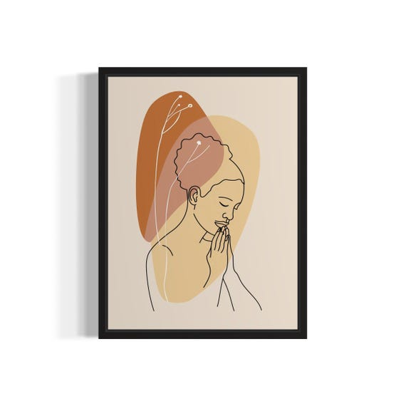 Female Praying African Art Print Wall Poster Original Paint Artwork Decor