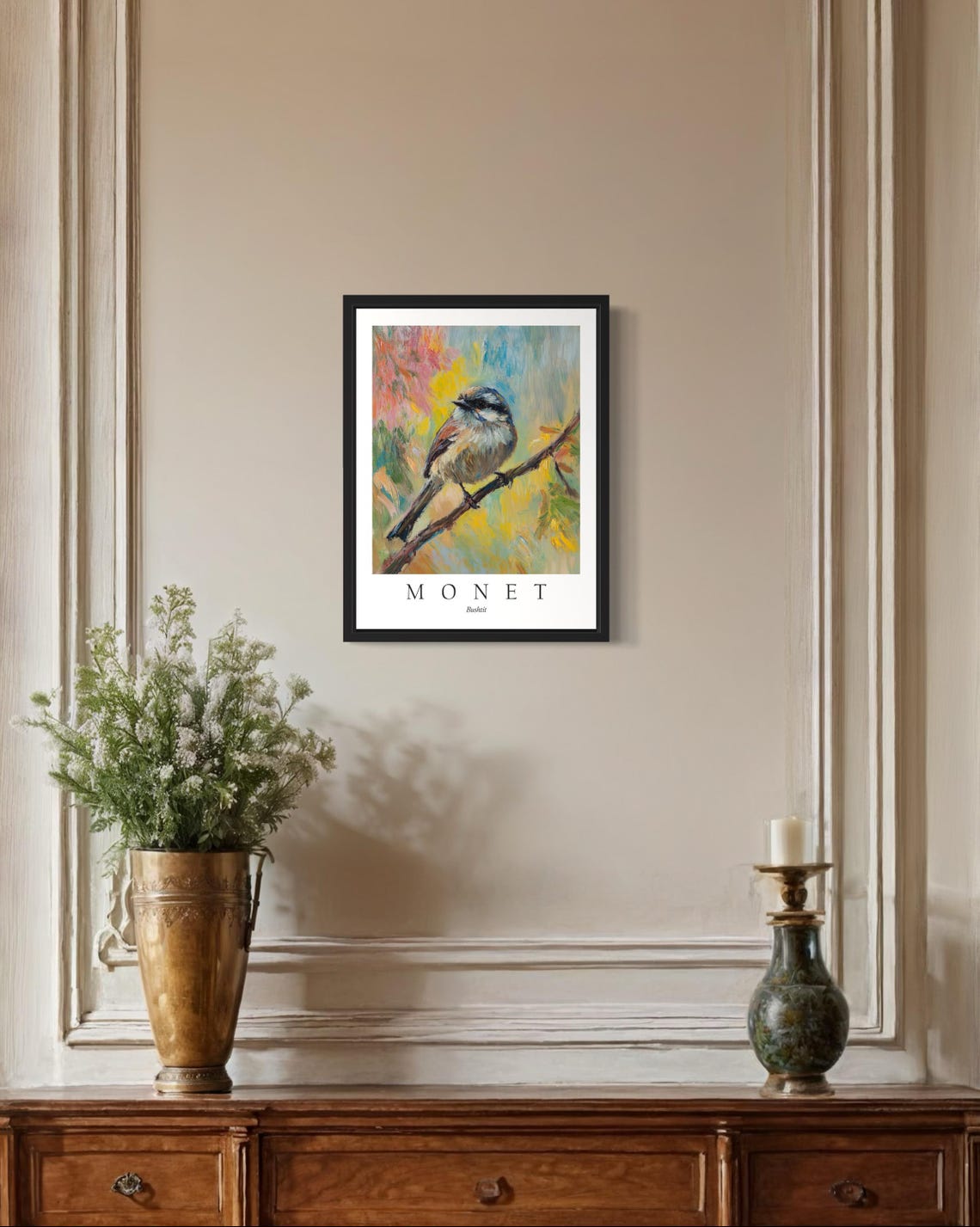 Bushtit Bird, Monet-Inspired Art Print - Image 4