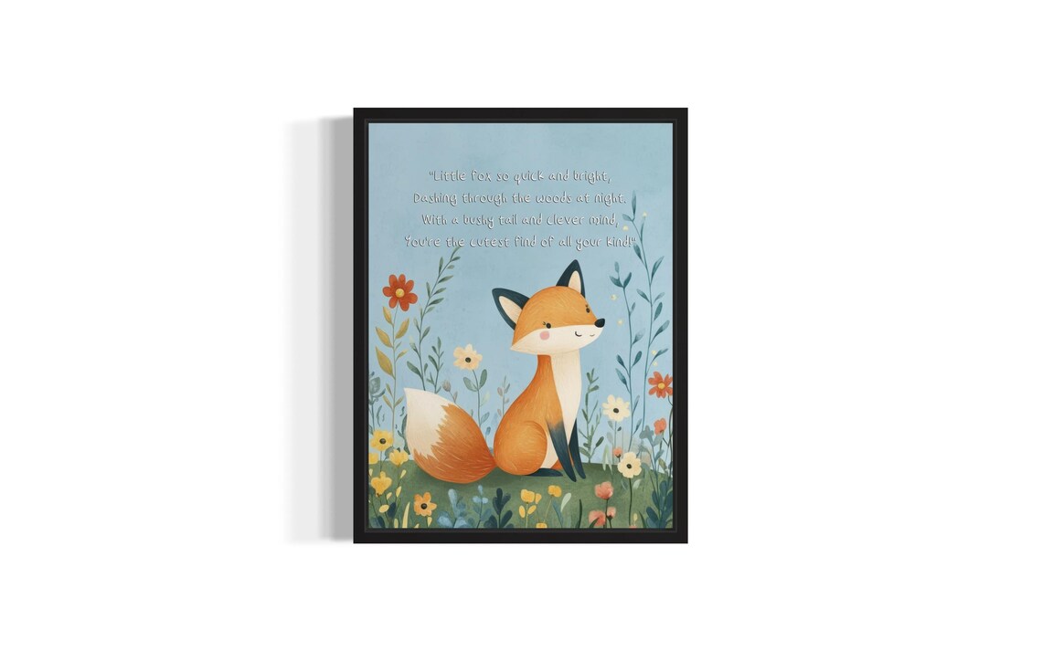 Clever Little Fox with Its Woodland Poem Nursery Wall Poster