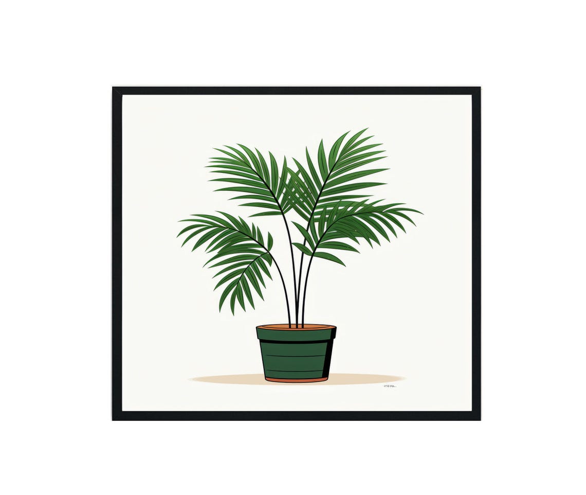 Parlour Palm Plant Minimalist Botanical Illustration Art Poster
