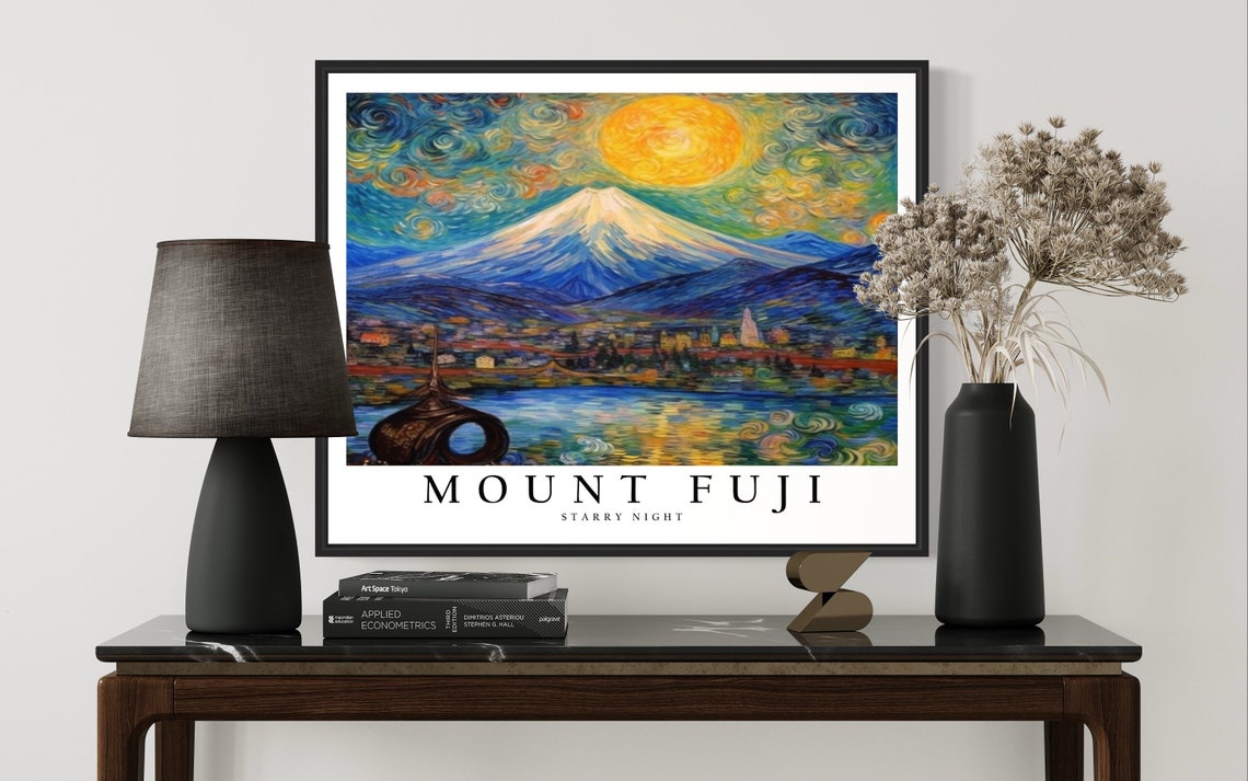 Mount Fuji Starry Night Snow Peak Lake Reflection Sunset Poster - Image 3