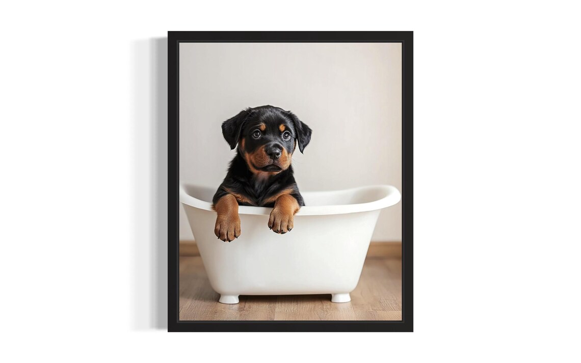 Rottweiler Puppies in Bathtub, Bathroom Decor