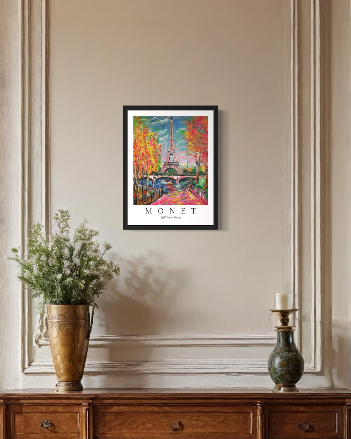 Eiffel Tower France with Autumn Trees Monet Style City Poster - Image 2