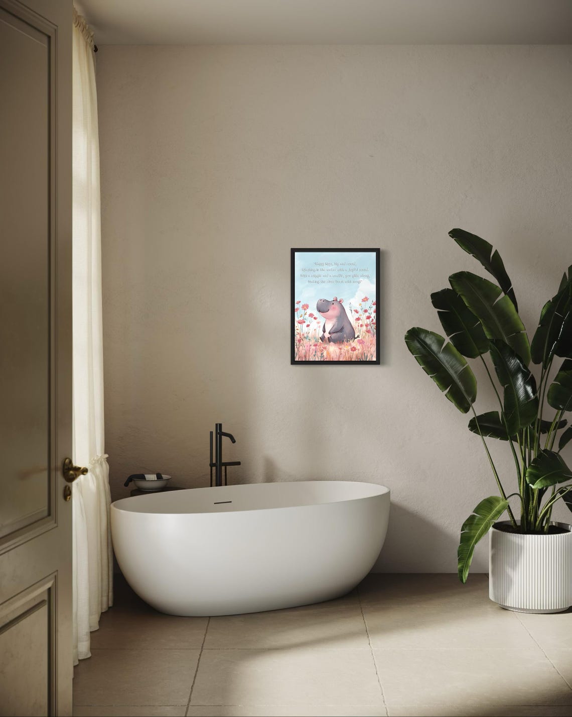 Happy Cheerful Baby Hippo with Its Splashy Poem Nursery Wall Poster - Image 4