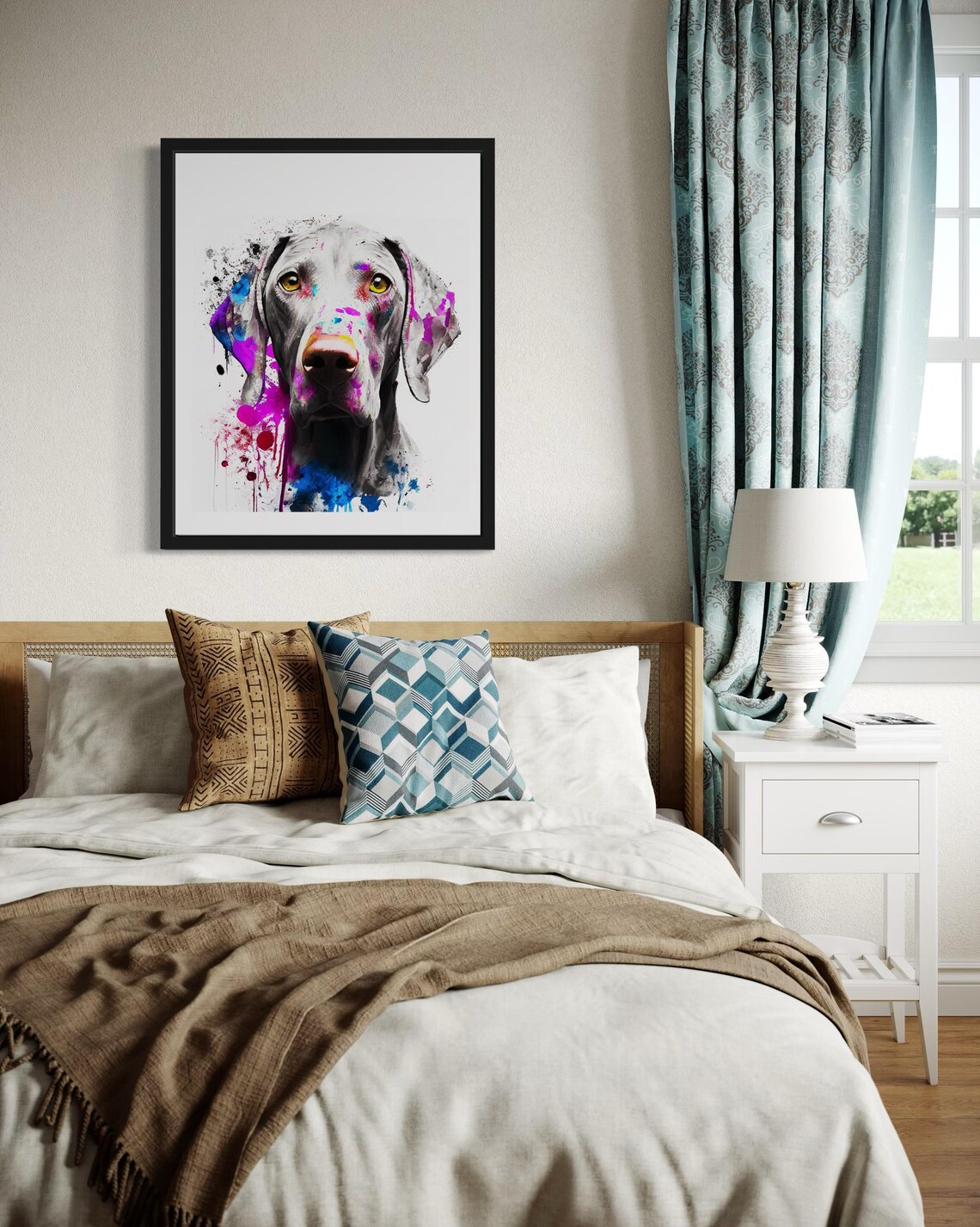 Weimaraner Watercolor Splash Colorful Breed Portrait Dog Poster - Image 4