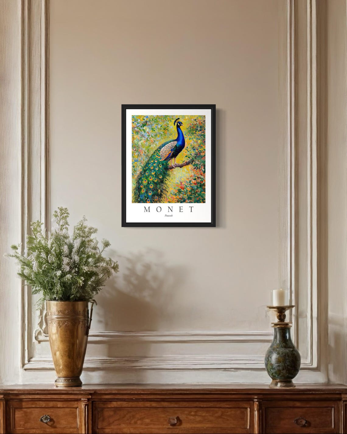 Peacock Bird, Monet-Inspired Art Print - Image 2