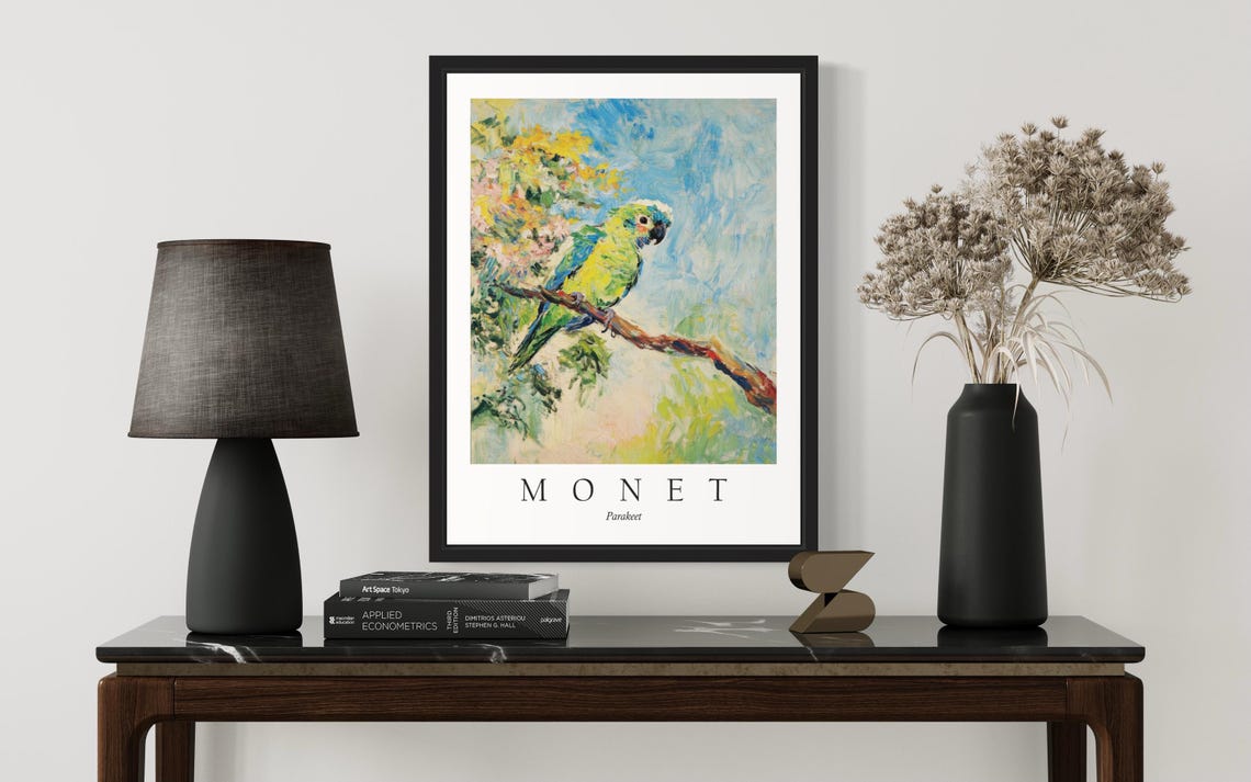 Parakeet Bird Monet-Inspired Art Print - Image 3