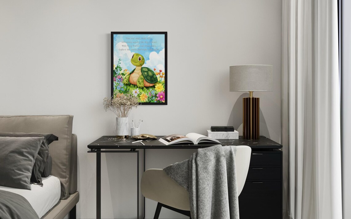 Happy Baby Turtle with Sweet Adventure Poem Nursery Wall Poster - Image 3