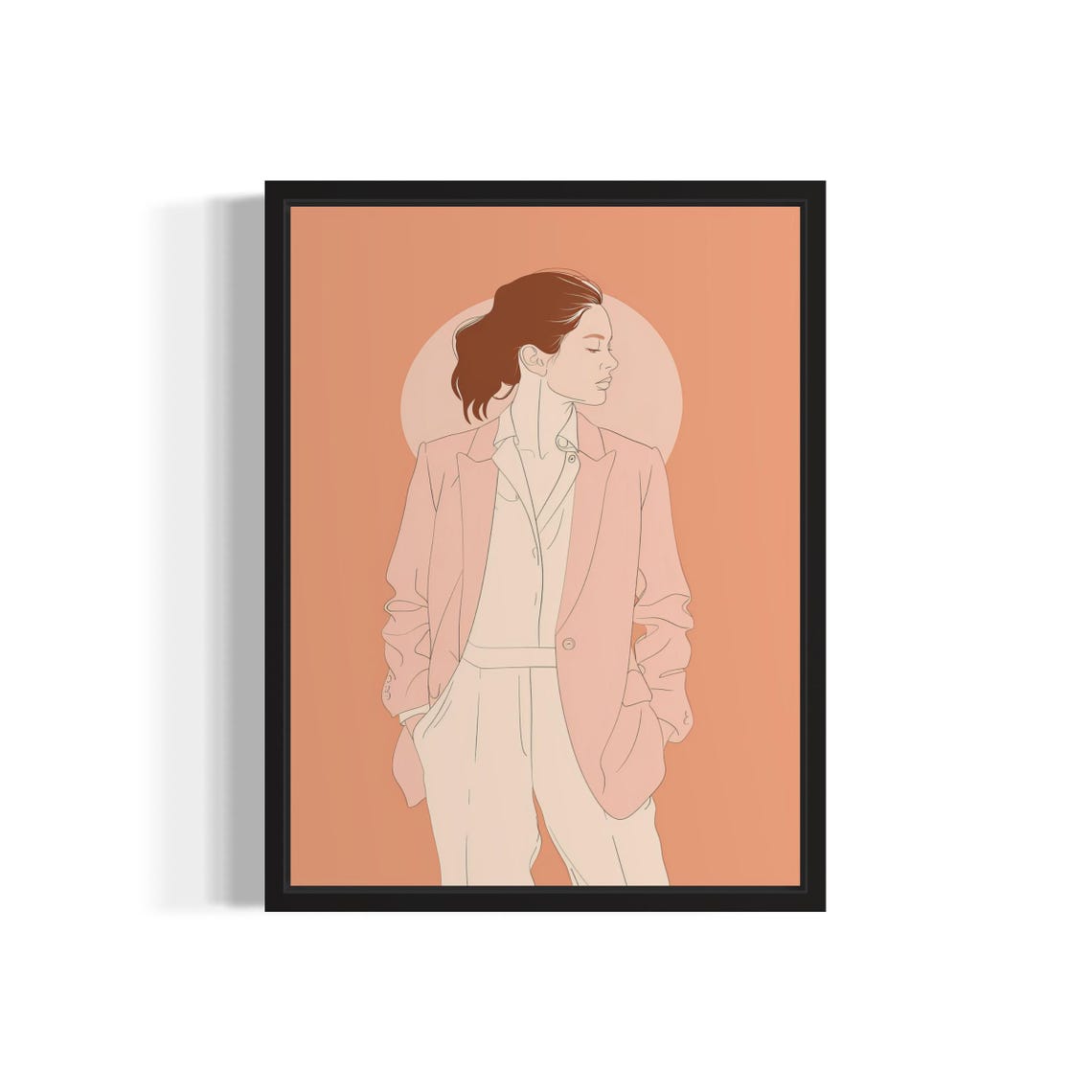 Modern Woman Blush Pink Suit Elegant Boho Feminine Art Poster